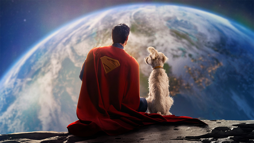 スーパーマンと犬の後ろ姿のポスター